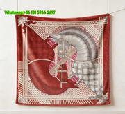 Hermès Red & Silver Horse Flannel Throw Blanket IMG_5035
